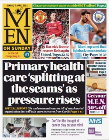 Manchester Evening News Frontpage