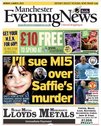Manchester Evening News Frontpage