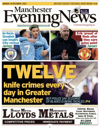 Manchester Evening News Frontpage