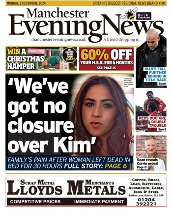 Manchester Evening News Frontpage