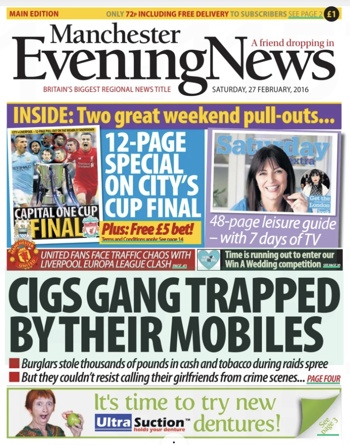 Manchester Evening News Frontpage (Before match)