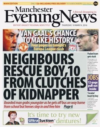 Manchester Evening News Frontpage (Before match)