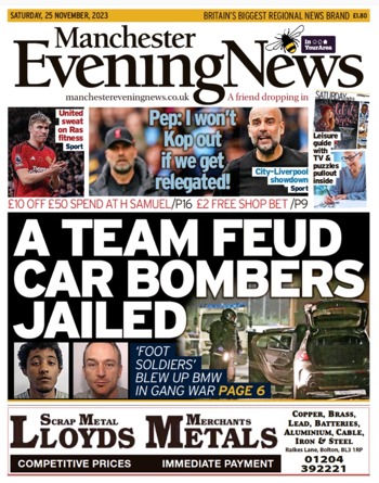 Manchester Evening News Frontpage (Before match)