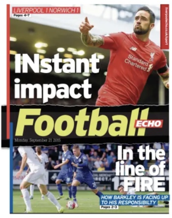 Monday Football Echo Frontpage