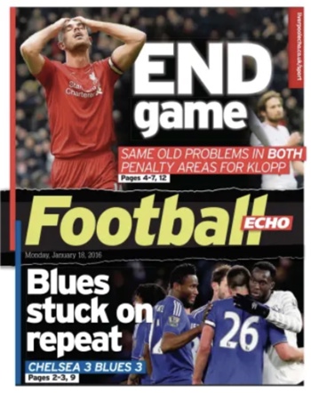 Monday Football Echo Frontpage