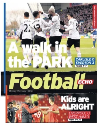 Monday Football Echo Frontpage