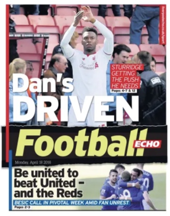 Monday Football Echo Frontpage