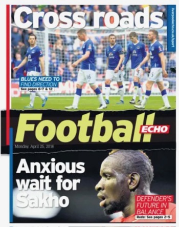 Monday Football Echo Frontpage