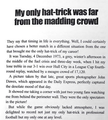 My Only Hatrick (Extract From Cally's 800 Book)
