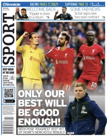 Newcastle Chronicle Backpage (Before match)