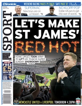 Newcastle Chronicle Backpage (Before match)