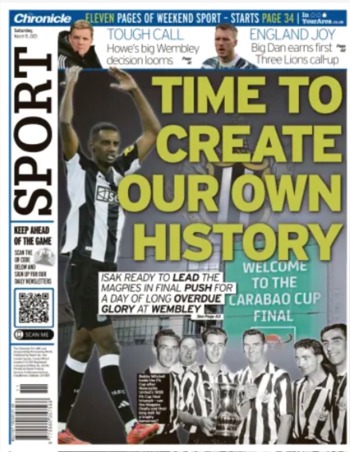 Newcastle Chronicle Backpage (Before match)