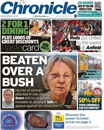 Newcastle Chronicle Frontpage