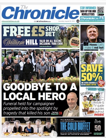 Newcastle Chronicle Frontpage (Before match)