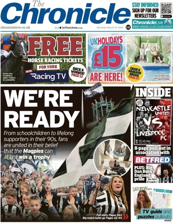 Newcastle Chronicle Frontpage (Before match)