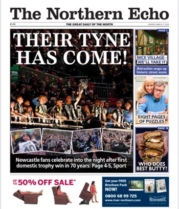 Northern Echo Frontpage