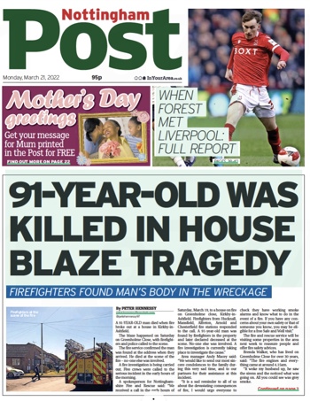 Nottingham Post Frontpage