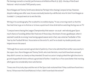 Pat Jennings Autobiography Extract