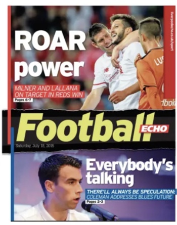 Saturday Football Echo Frontpage