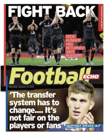 Saturday Football Echo Frontpage