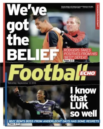 Saturday Football Echo Frontpage