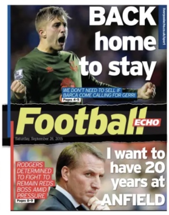 Saturday Football Echo Frontpage