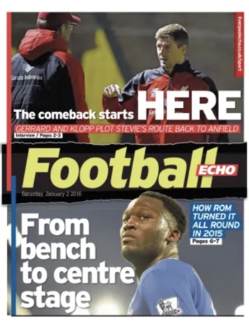 Saturday Football Echo Frontpage