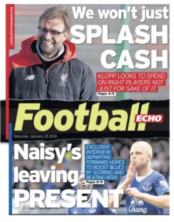 Saturday Football Echo Frontpage