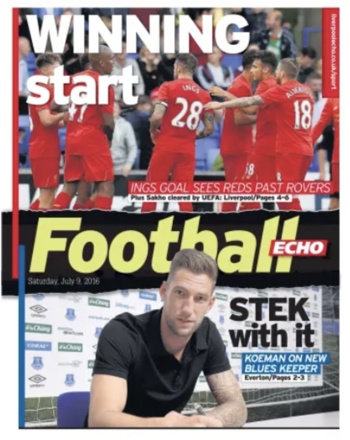 Saturday Football Echo Frontpage