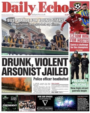 Southern Echo Frontpage (Before match)