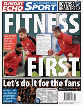 Sunday Echo Backpage (Before match)