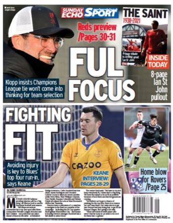 Sunday Echo Backpage (Before match)