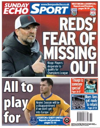 Sunday Echo Backpage (Before match)