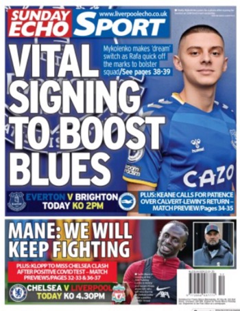 Sunday Echo Backpage (Before match)
