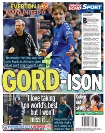 Sunday Echo Backpage (Before match)