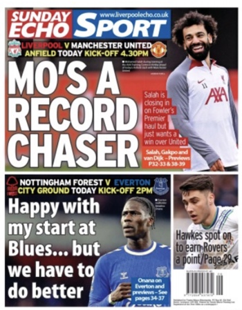 Sunday Echo Backpage (Before match)