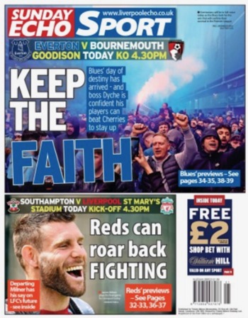 Sunday Echo Backpage (Before match)
