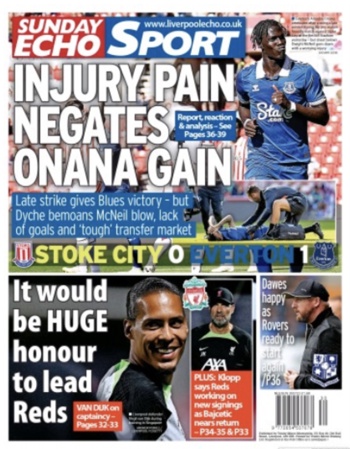 Sunday Echo Backpage (Before match)
