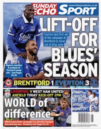 Sunday Echo Backpage (Before match)