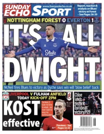 Sunday Echo Backpage (Before match)