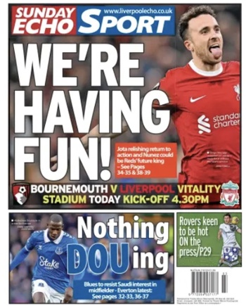 Sunday Echo Frontpage (Before match)