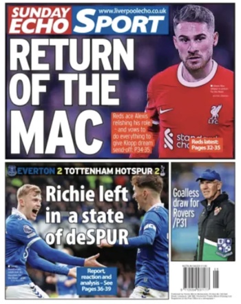 Sunday Echo Backpage (Before match)