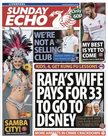 Sunday Echo Frontpage (Before match)