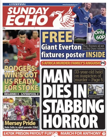 Sunday Echo Frontpage