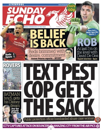 Sunday Echo Frontpage