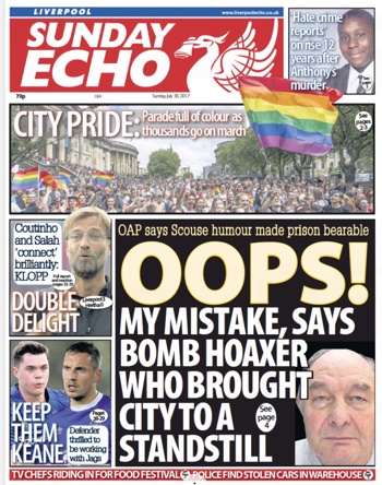 Sunday Echo Frontpage