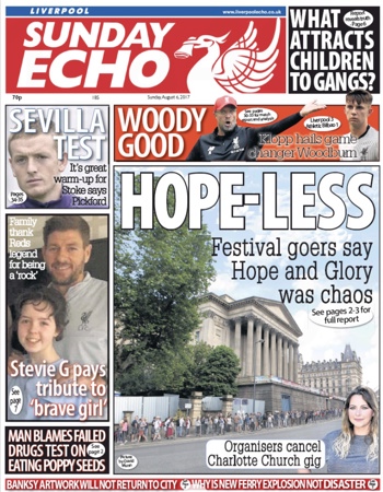 Sunday Echo Frontpage