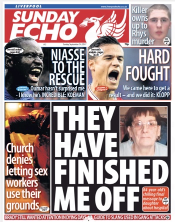 Sunday Echo Frontpage