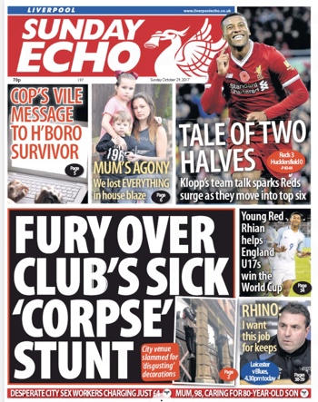 Sunday Echo Frontpage