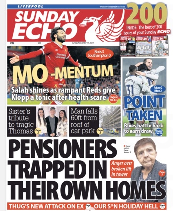 Sunday Echo Frontpage